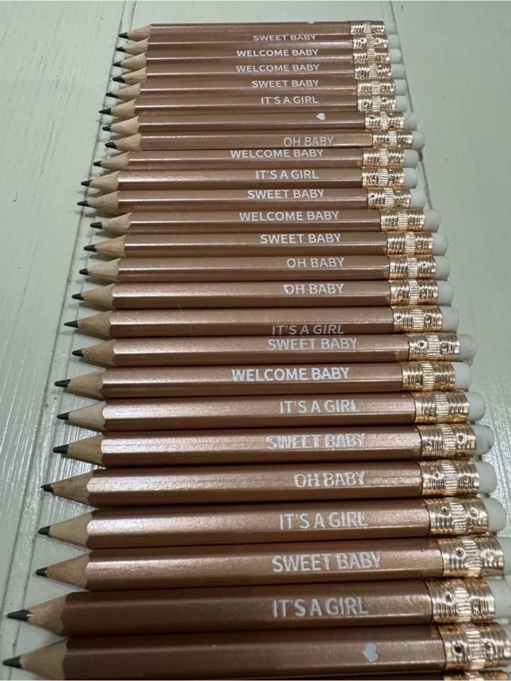 Rose Gold Party Pencils BAby Shower - Pack of Decorative Pencils
